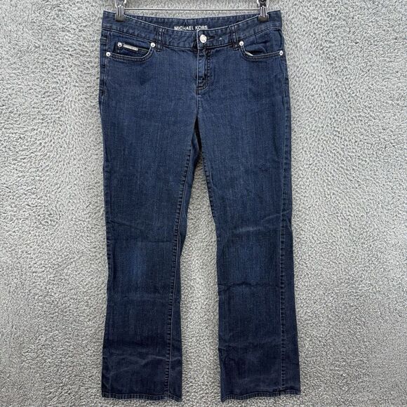 Michael Kors Denim - Michael Kors Jeans Womens 6 Dark Blue Denim Stretch‎ Bootcut Embroidered Pockets